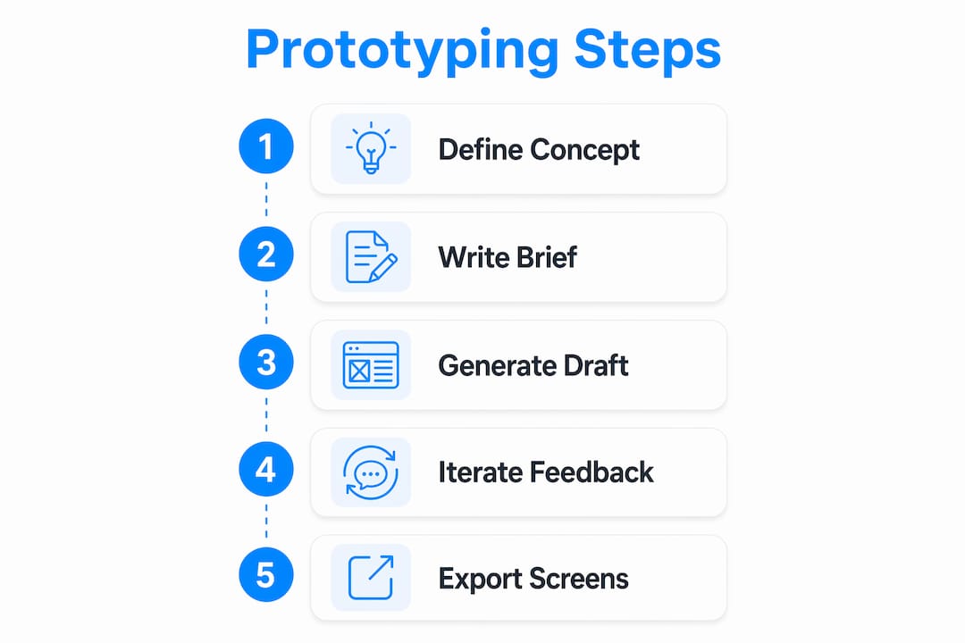 Infographic illustrating app prototyping steps