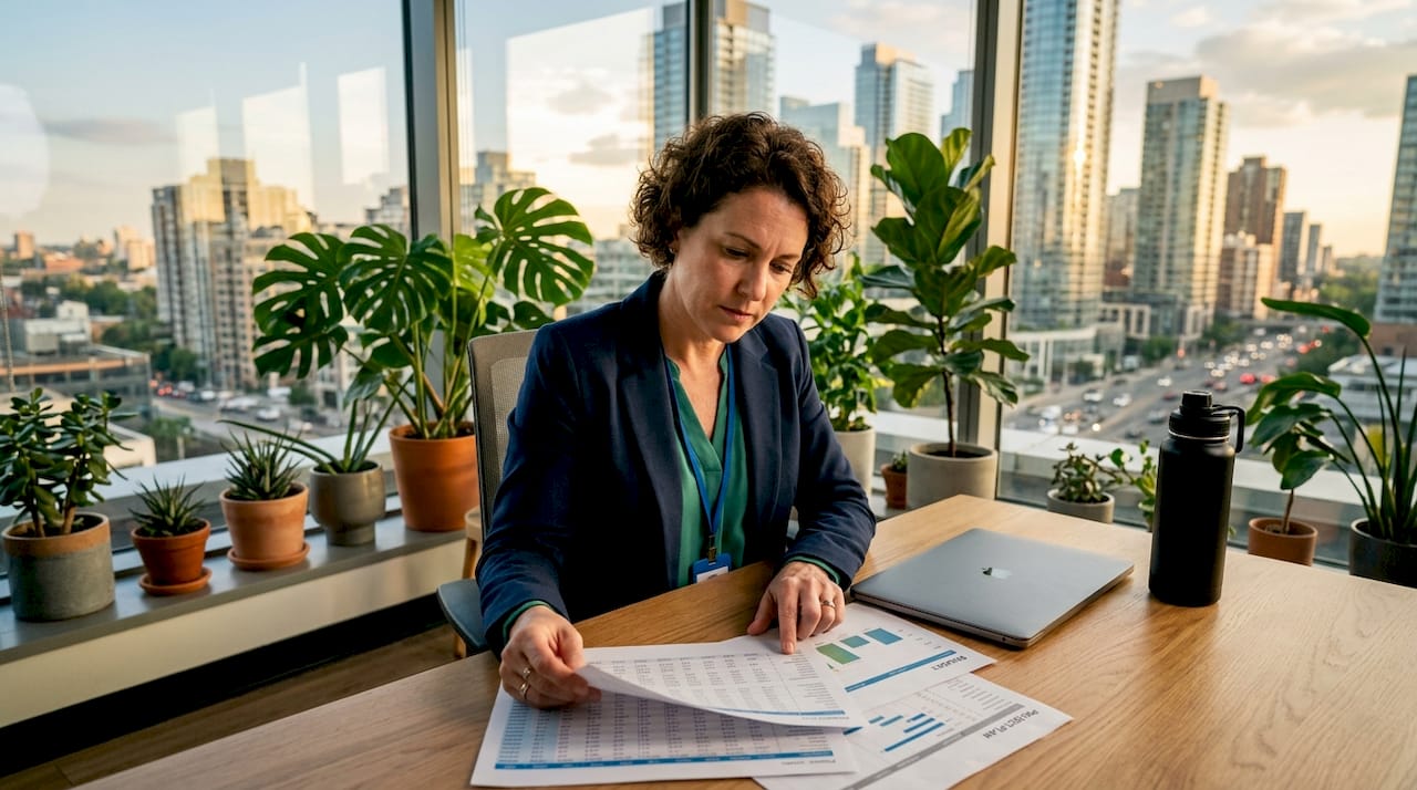 Project manager reviewing software budget plans