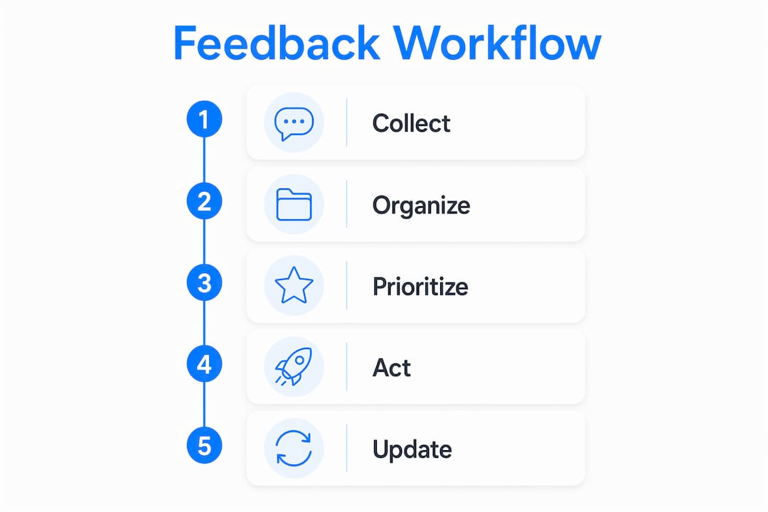 Infographic illustrating user feedback analysis steps