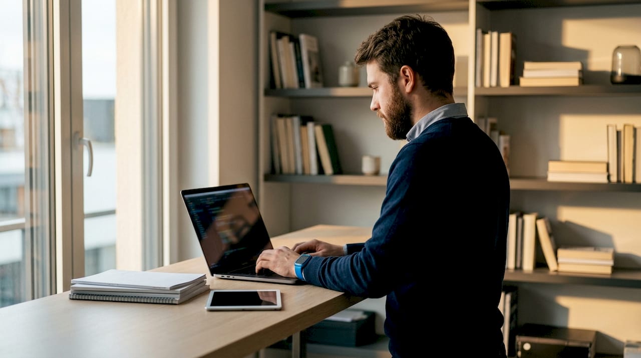 Hands typing on laptop configuring deployment platform