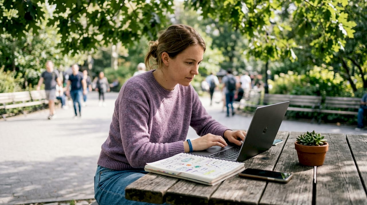 Woman deploying web app solo at home desk