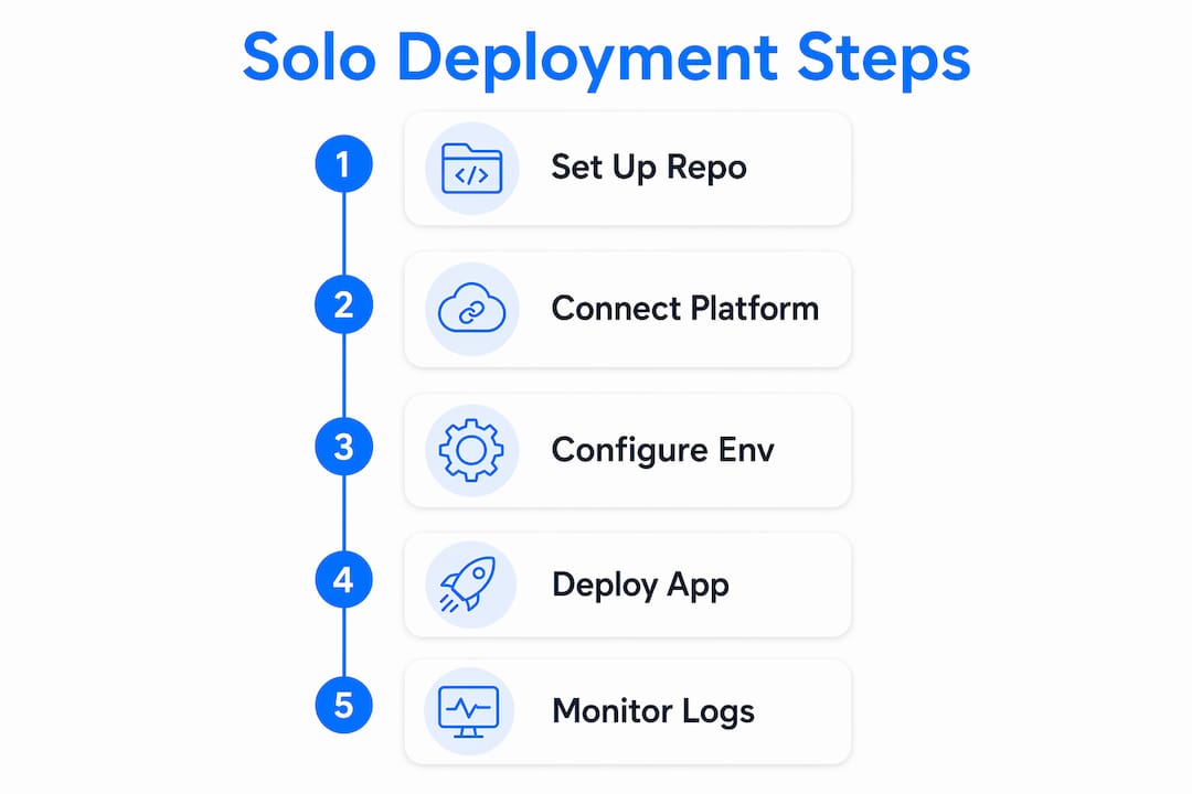 Infographic of step-by-step solo web app deployment process