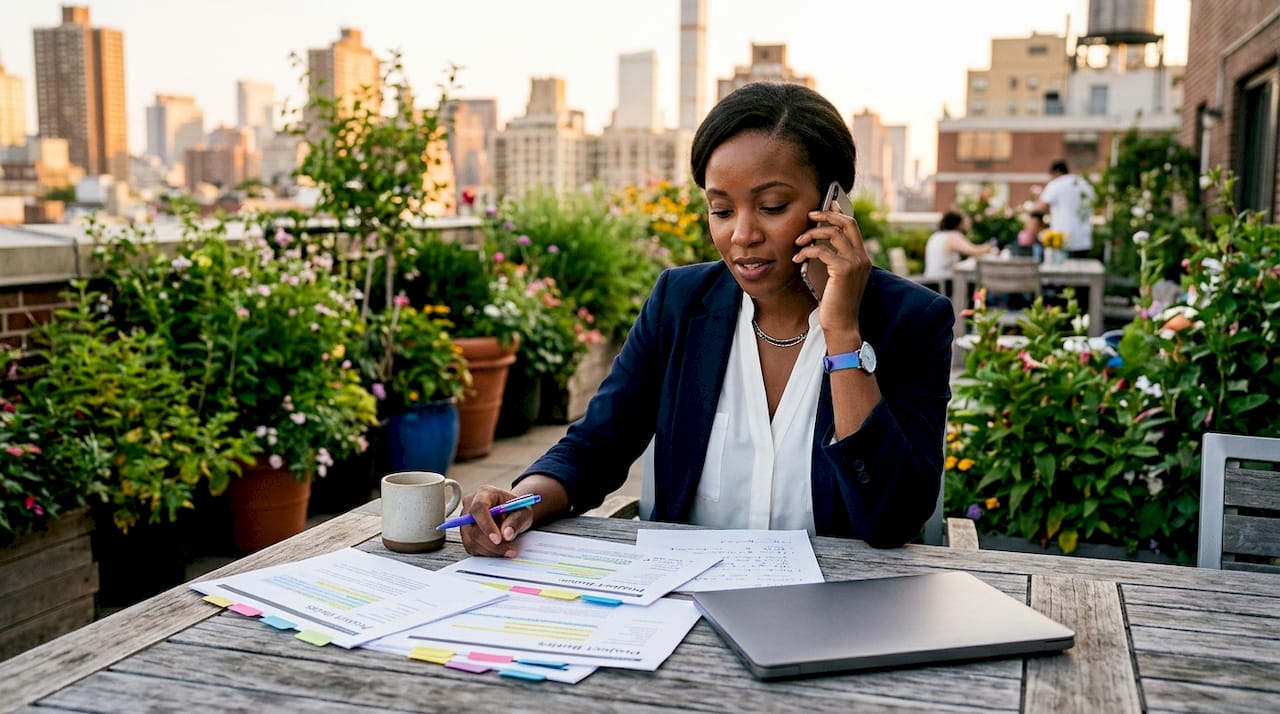 Woman consulting software quote on phone