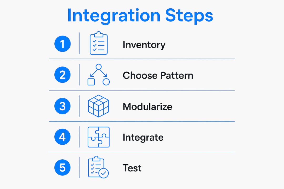 Vertical steps infographic showing integration process