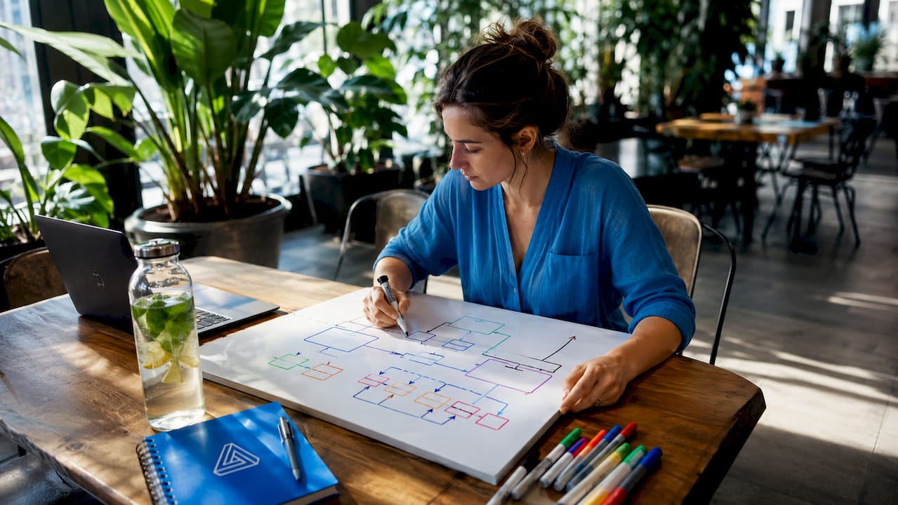 Entrepreneur sketching funding roadmap