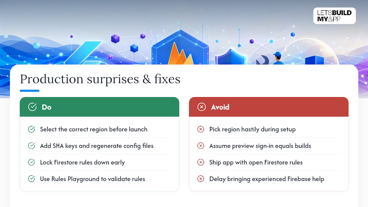 What actually surprises teams about FlutterFlow and Firebase in production — overview diagram