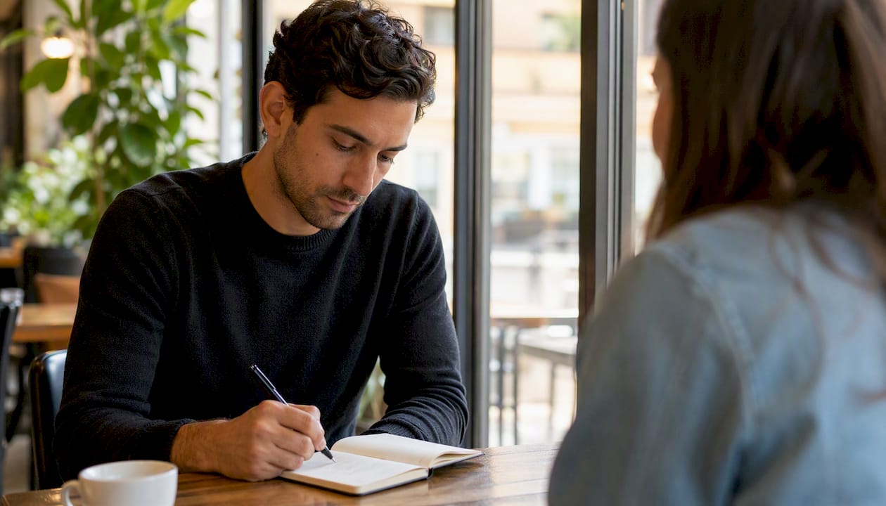 Founder taking notes during user interview