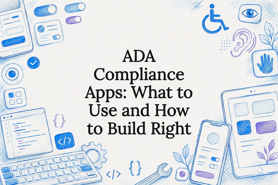 Decorative ADA compliance app title card illustration