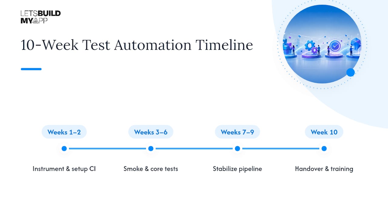 Timeline of 6 to 10 week test automation process