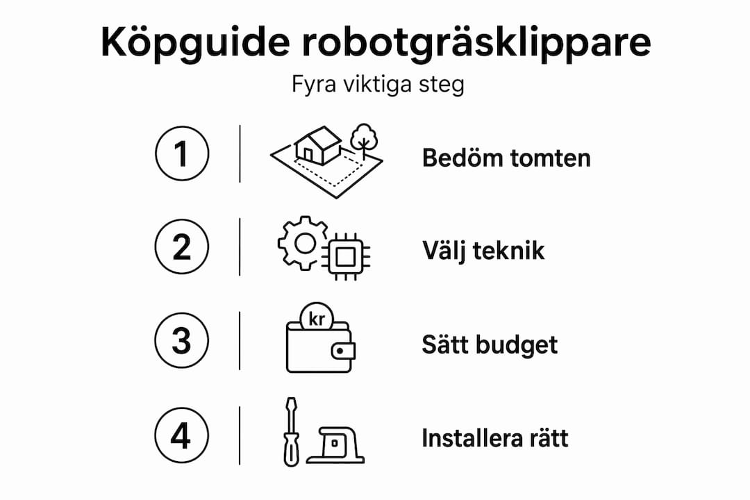Steg-för-steg-guide: Så hittar du rätt robotgräsklippare – en överskådlig infografik om hela köpprocessen
