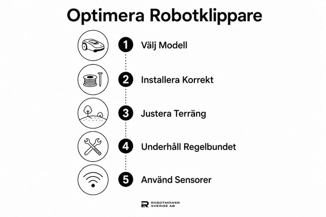 Så får du din robotgräsklippare att prestera på ojämn mark – steg-för-steg-guide i form av en infografik
