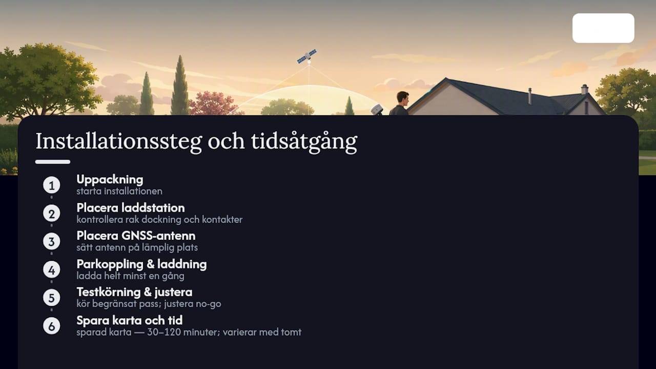 Installationsprocess som tar mellan 30 och 120 minuter