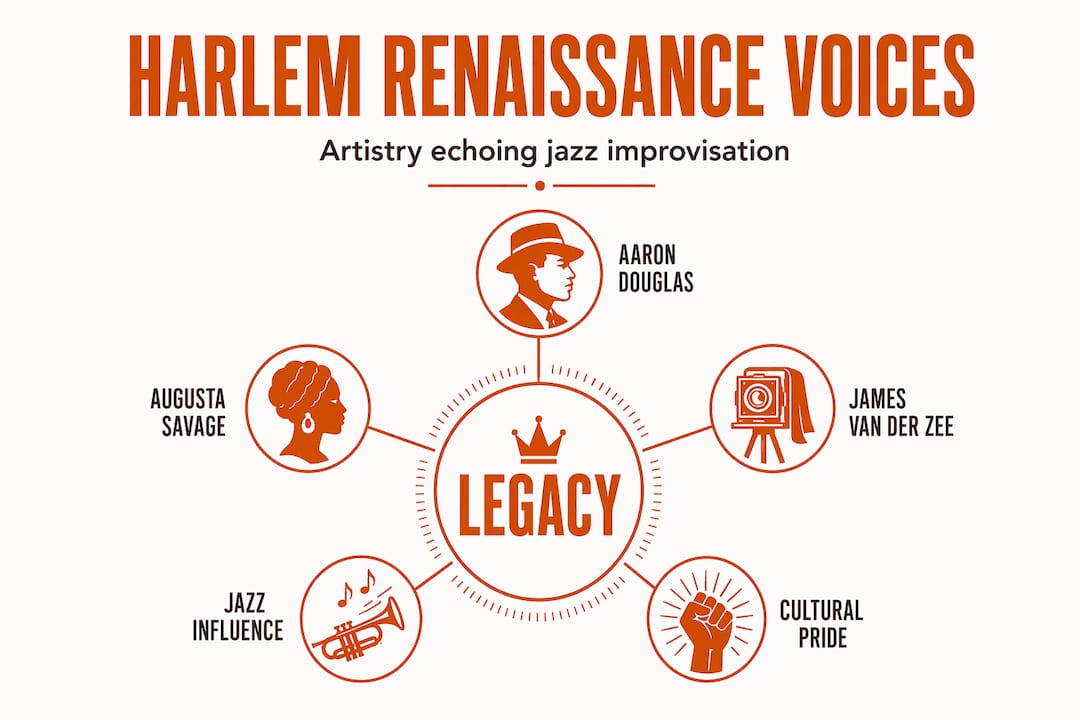 Infographic of key Harlem Renaissance artists and influence