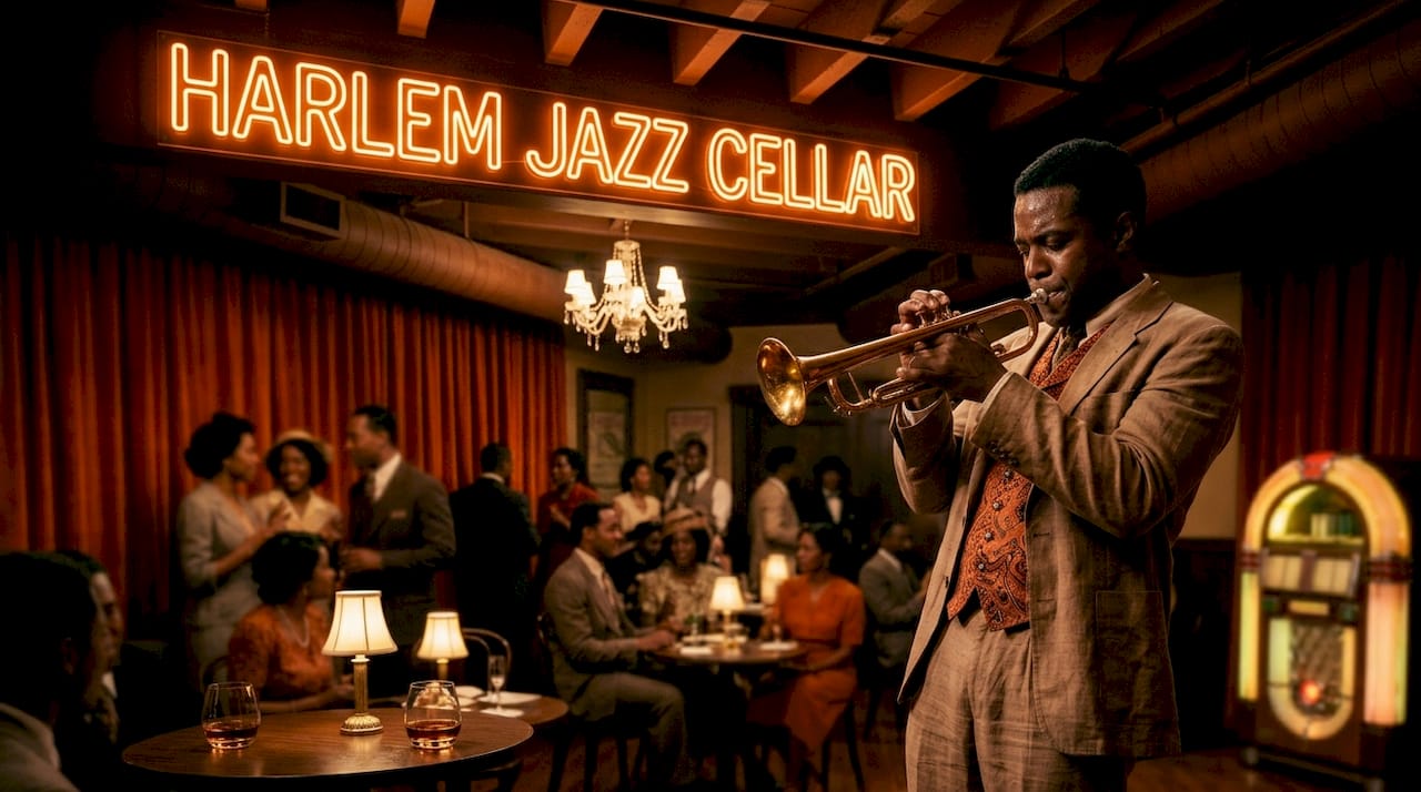 Jazz musician performing in Harlem nightlife scene