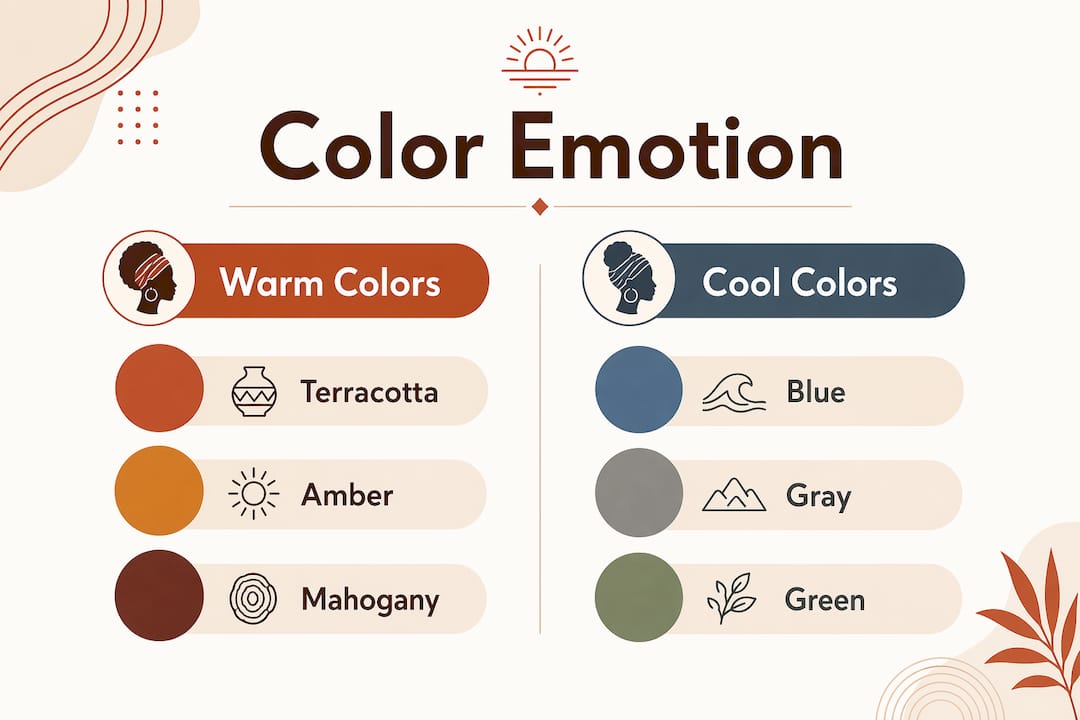 Infographic contrasting warm and cool color emotions
