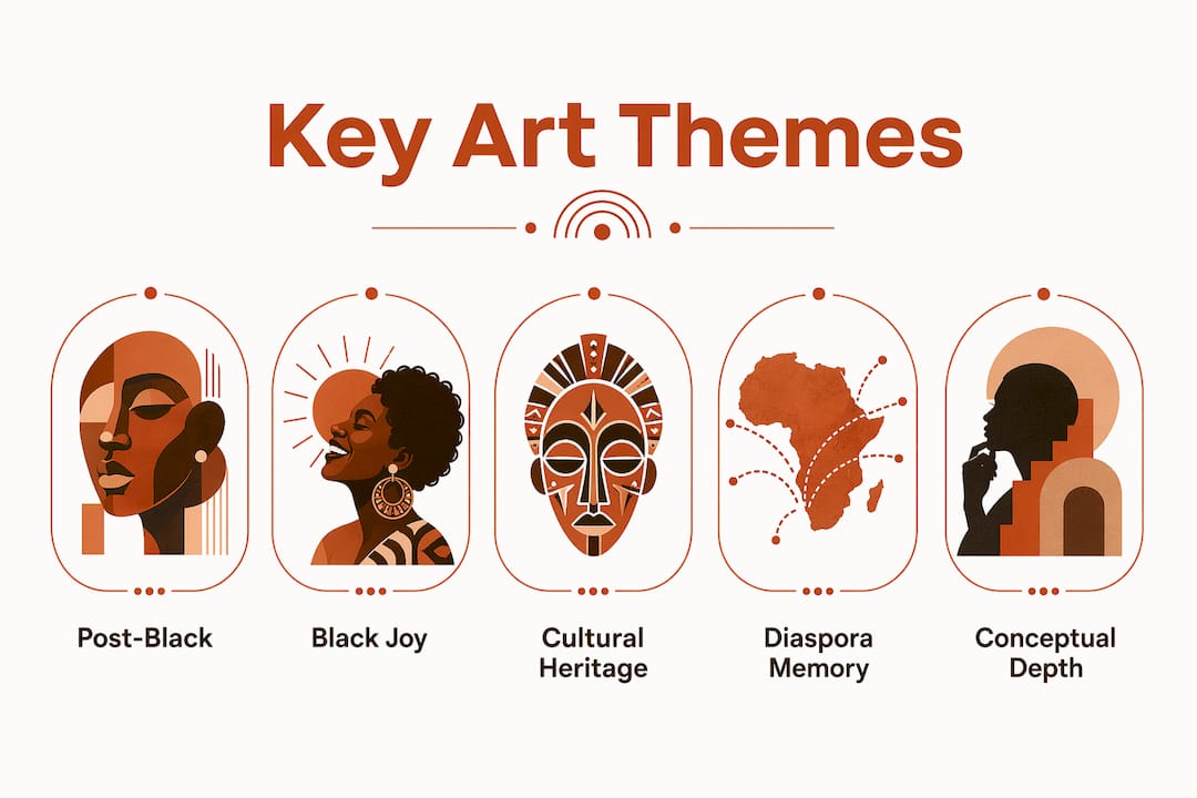 Infographic illustrating key themes in Black contemporary art
