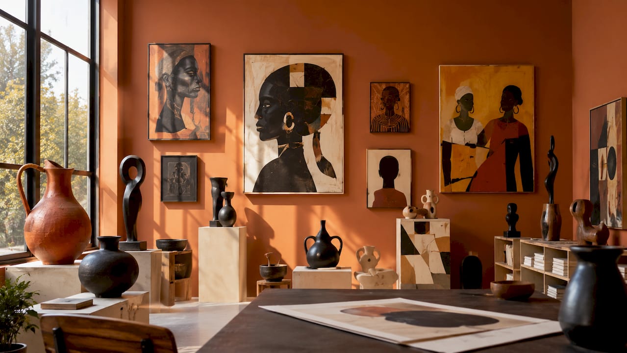 Abstract objects symbolizing Black modernism themes