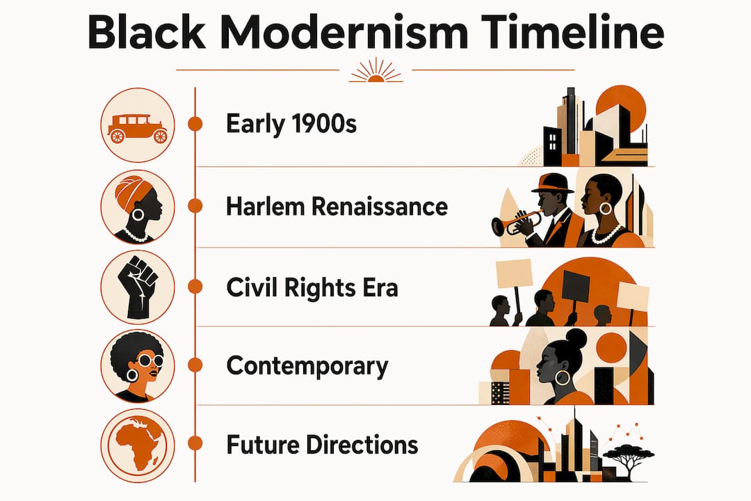 Infographic showing timeline of Black modernism development