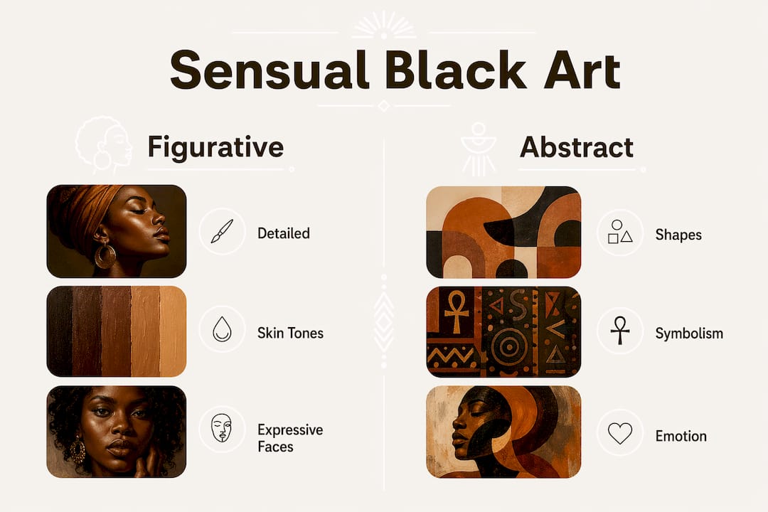 Infographic comparing figurative and abstract sensual Black art