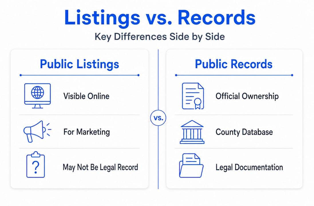 Infographic comparing listings and public property records