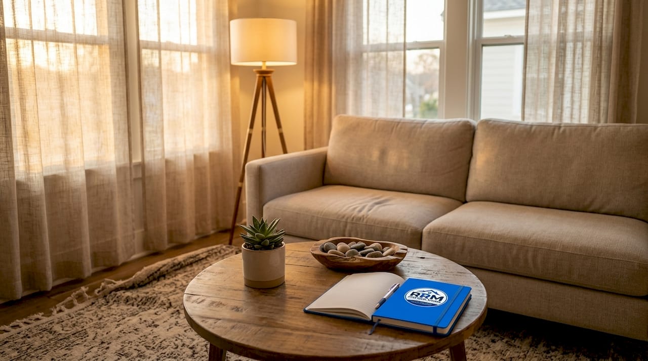 Staged rental living room photo example