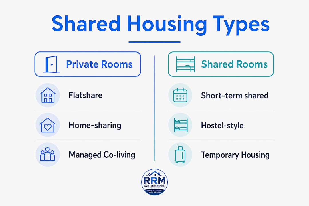 Infographic comparing types of shared housing listings