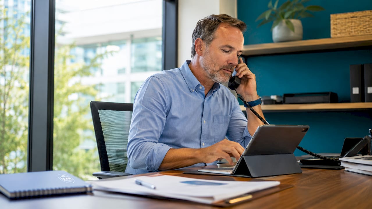 Property manager multitasking with phone and tablet