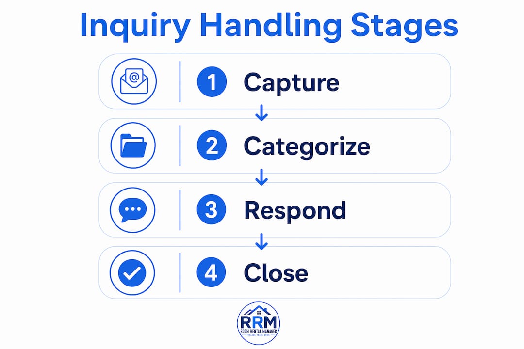 Infographic showing four-stage inquiry handling workflow