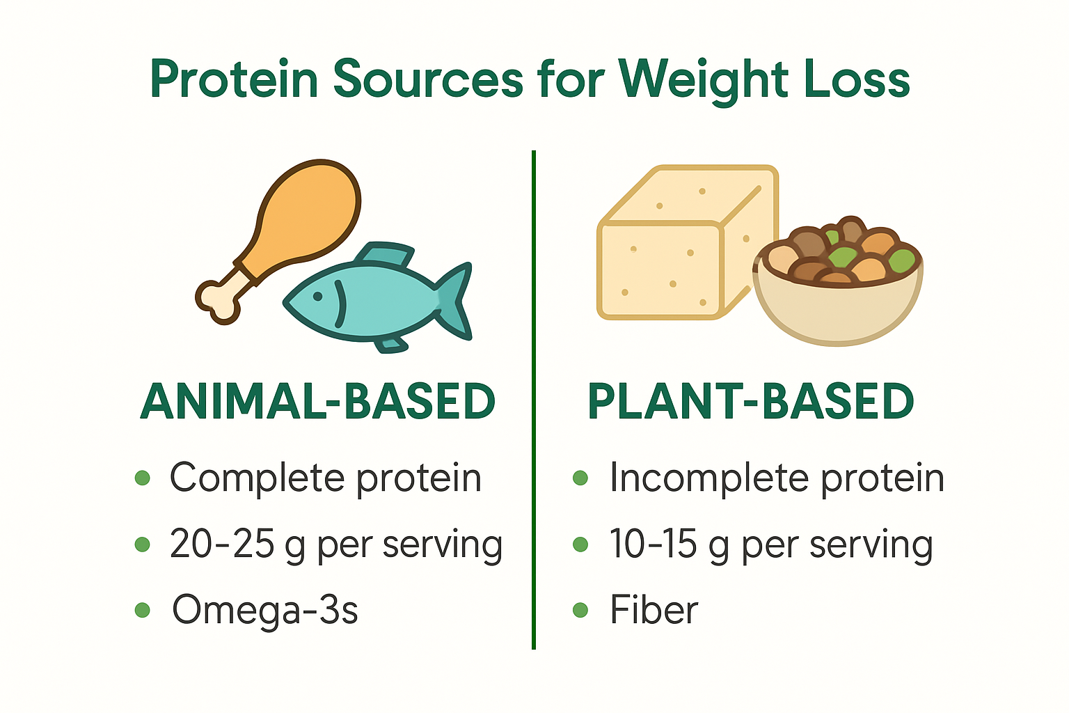 Comparison of animal and plant protein sources for weight loss