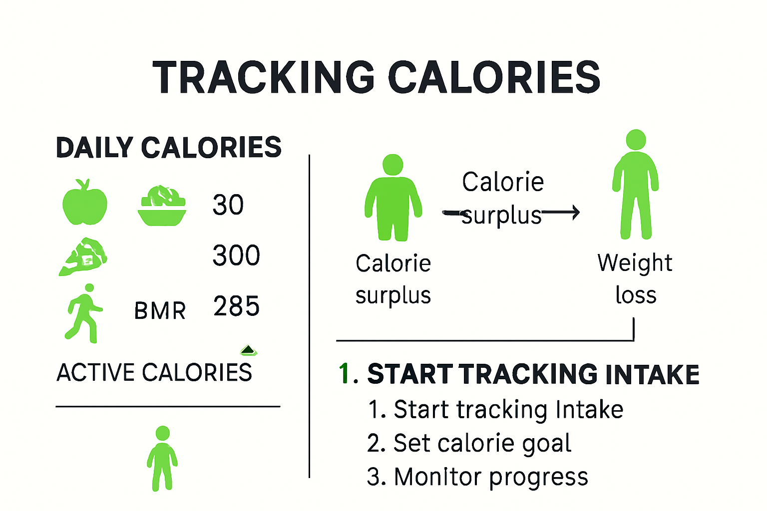 Infographic showing how calorie intake and expenditure impact weight
