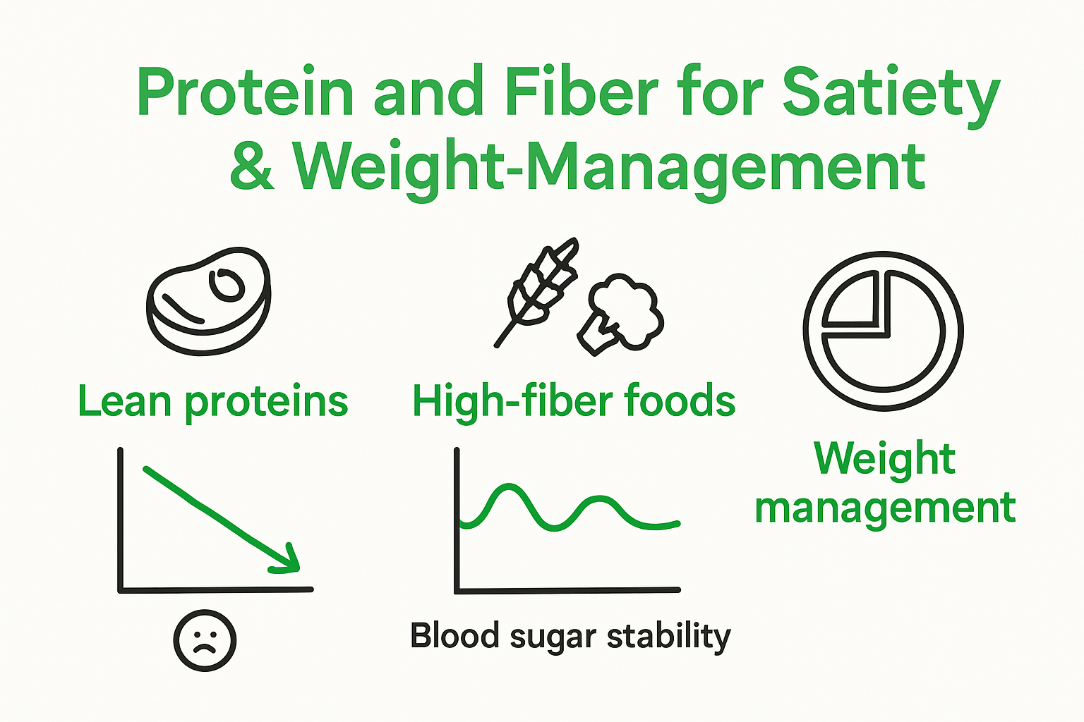 Infographic illustrating protein, fiber, and satiety connections