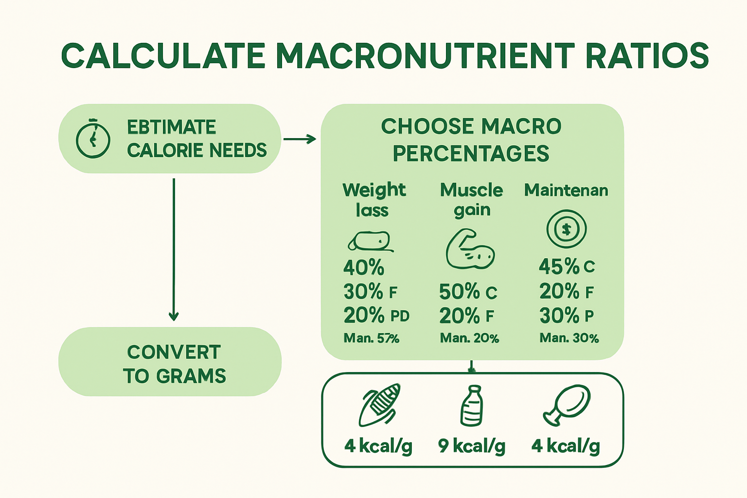 Step-by-step macro calculation infographic