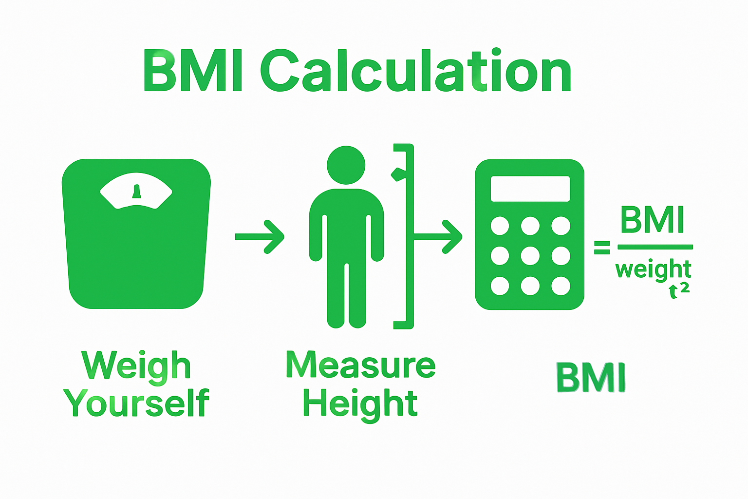 Infographic showing three steps to calculate BMI accurately