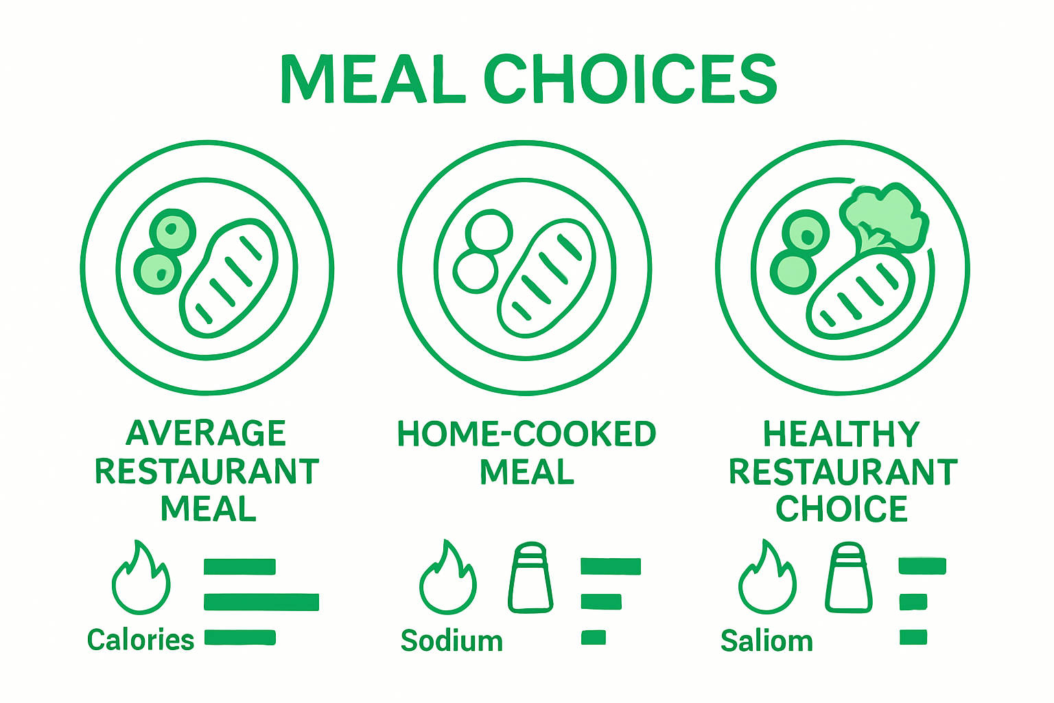 Restaurant vs home-cooked meal nutrition comparison infographic