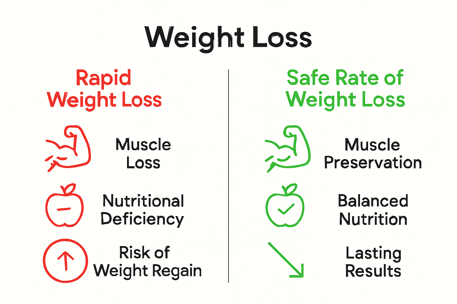 Comparison between rapid and safe weight loss outcomes