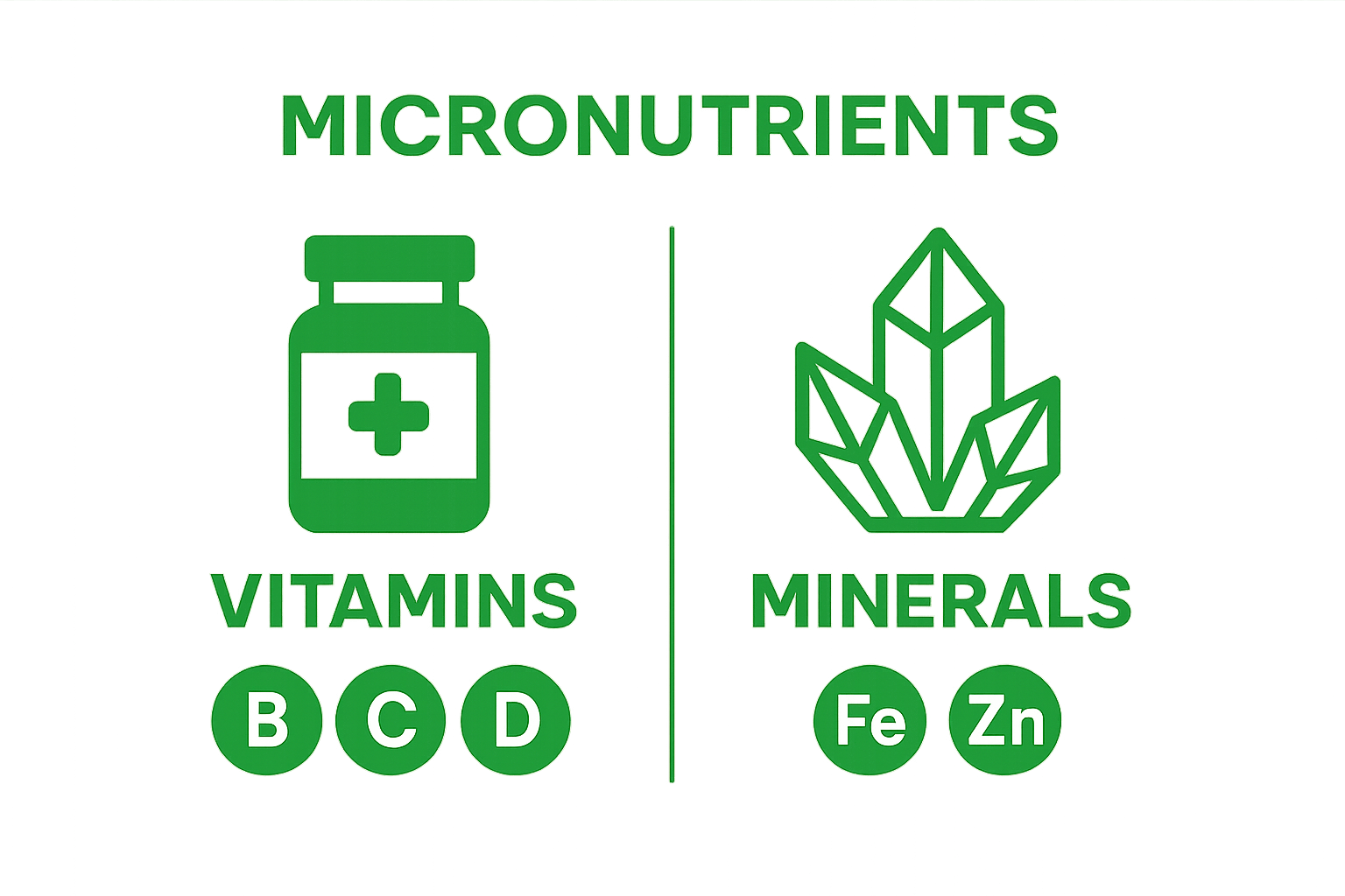 Infographic showing key vitamins and minerals for athletes