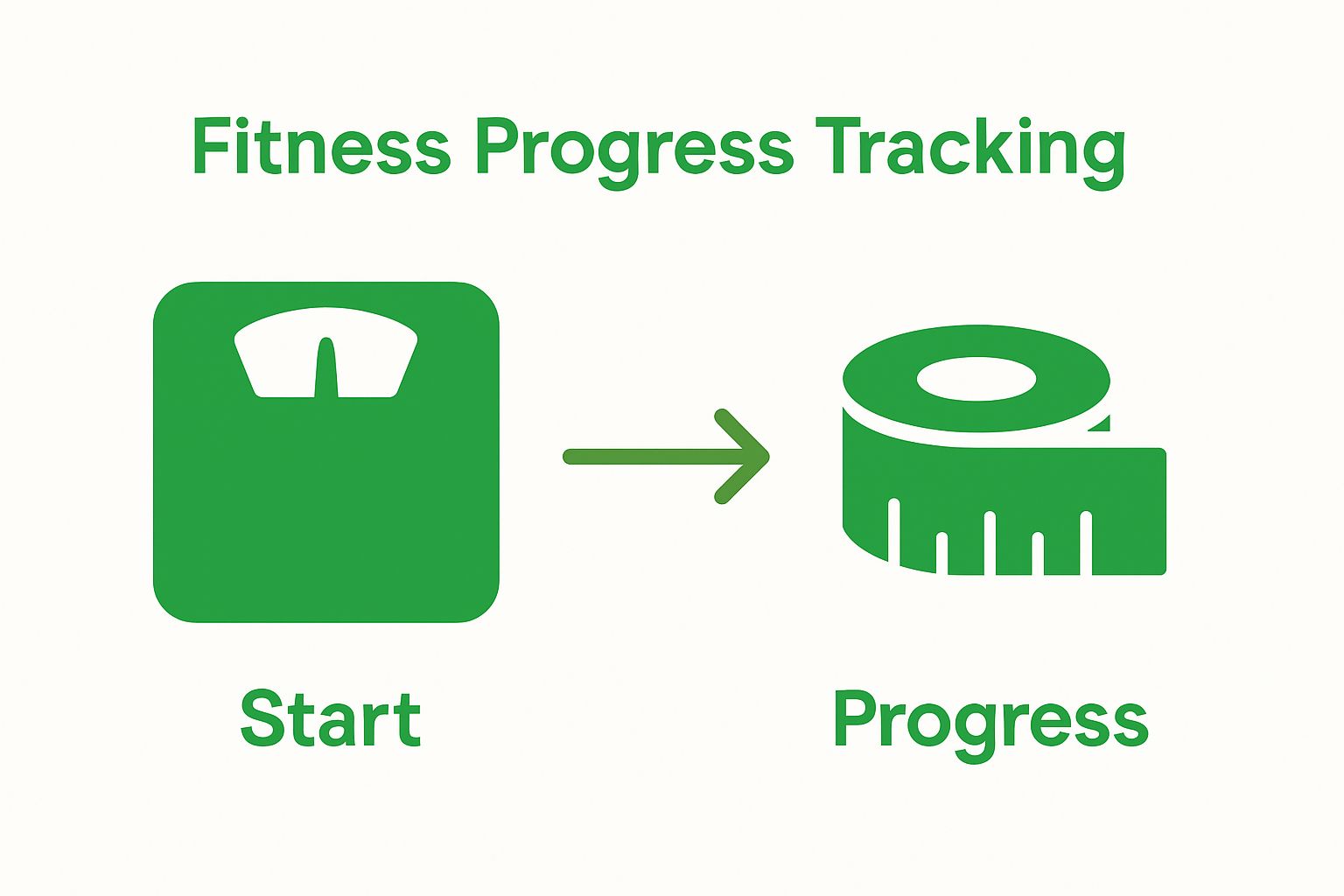 Simple start-to-progress fitness tracking workflow infographic