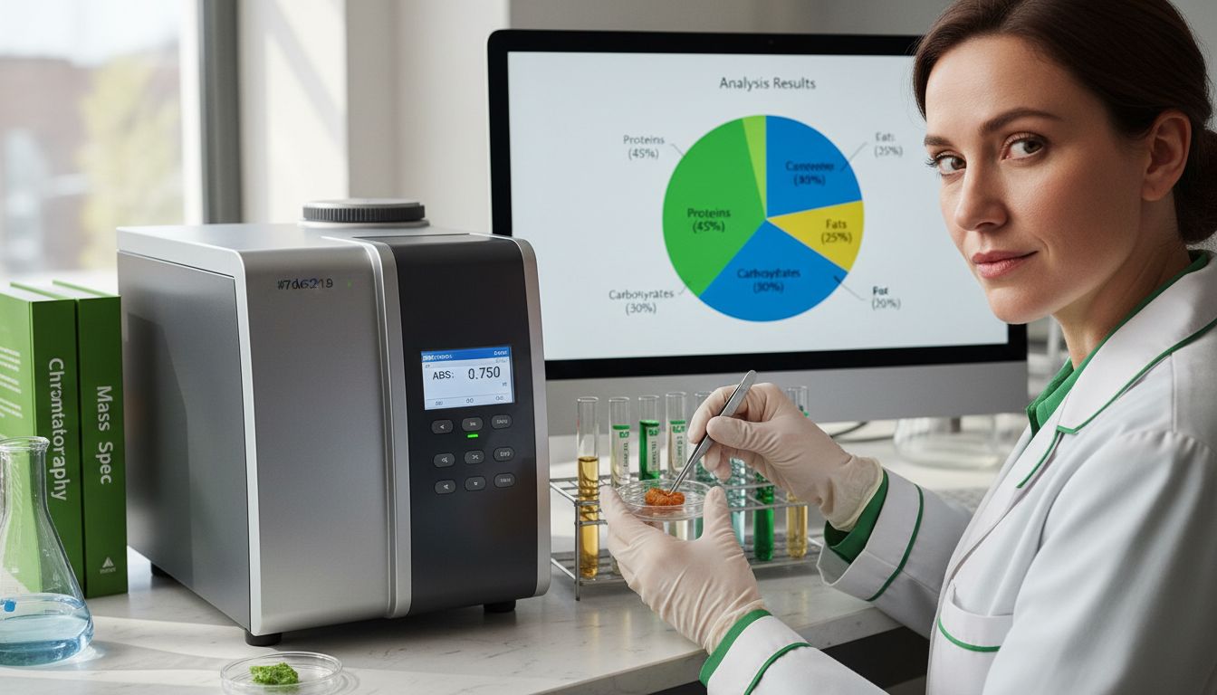 Complete Guide to Nutritional Analysis Methods 1 Lab bench with multiple analysis instruments