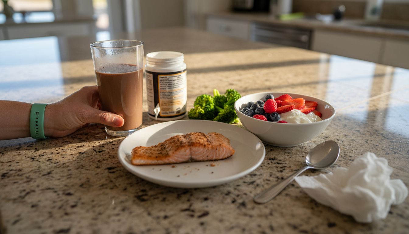 Post Workout Nutrition: Maximizing Recovery and Results 2 Array of nutritious post-workout foods on counter