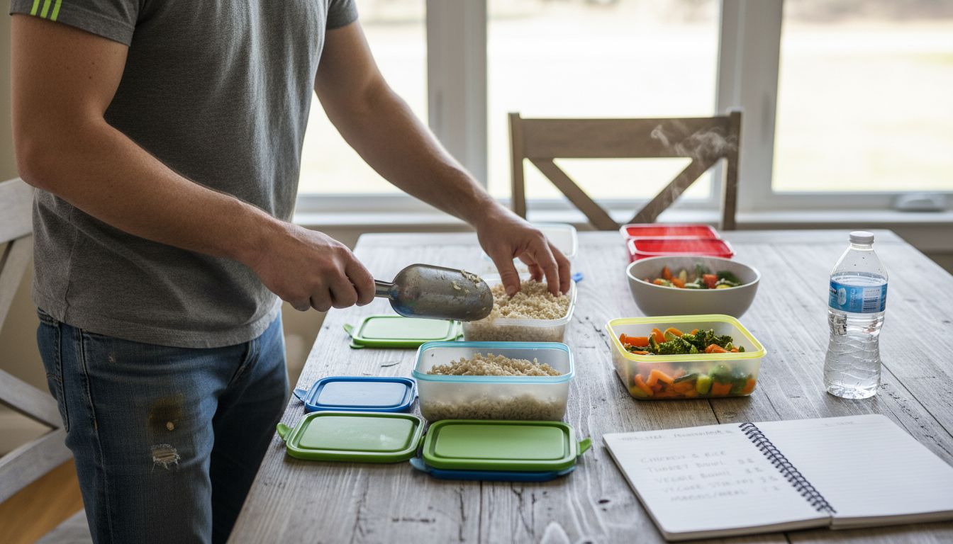 Why Count Macros: Personalized Nutrition Benefits 2 Man measuring food for meal prep