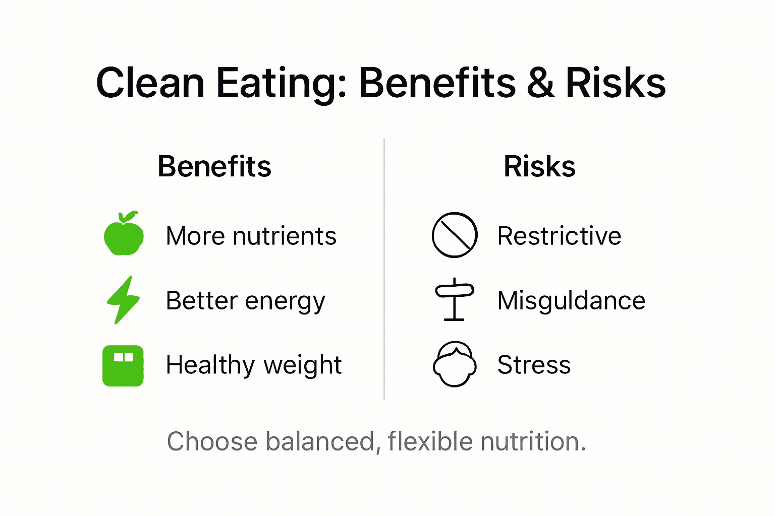 What Is Clean Eating and Why It Matters 2 Infographic showing clean eating pros and cons