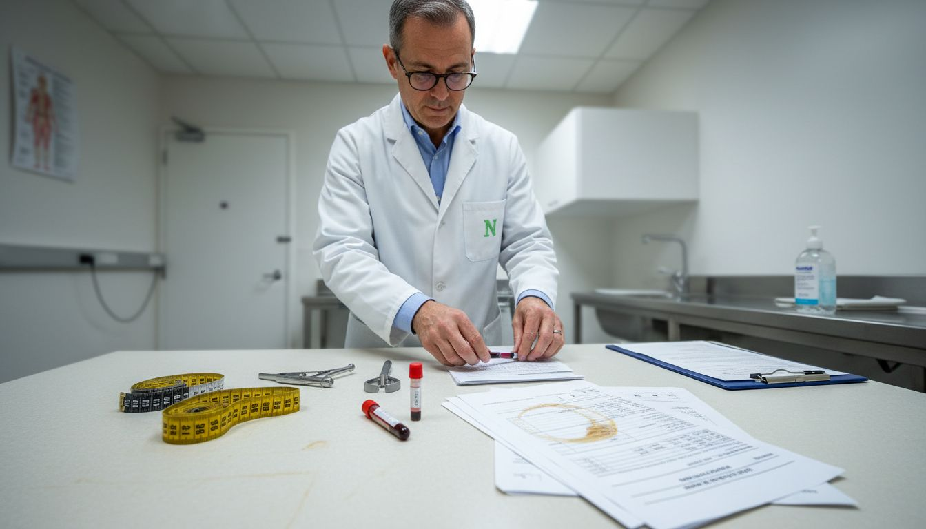 Nutritional Assessment Methods: Enhancing Personalized Health 1 Nutritionist organizing assessment tools on clinic table