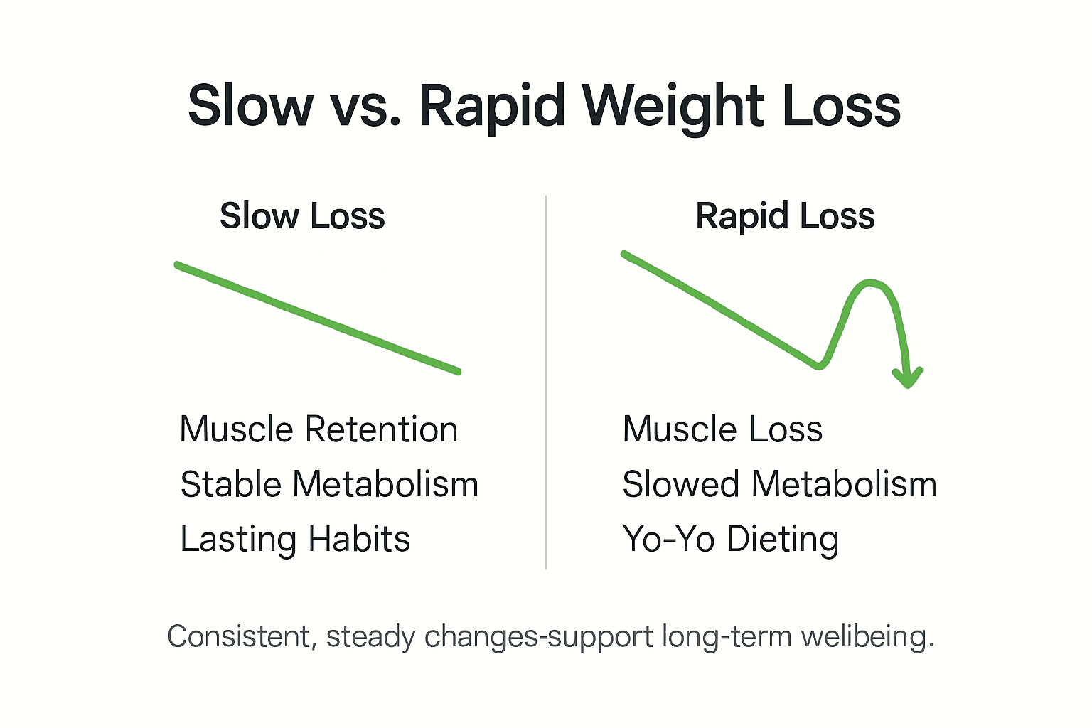 Why Slow Weight Loss Is Better for Health 2 Infographic comparing slow and rapid weight loss