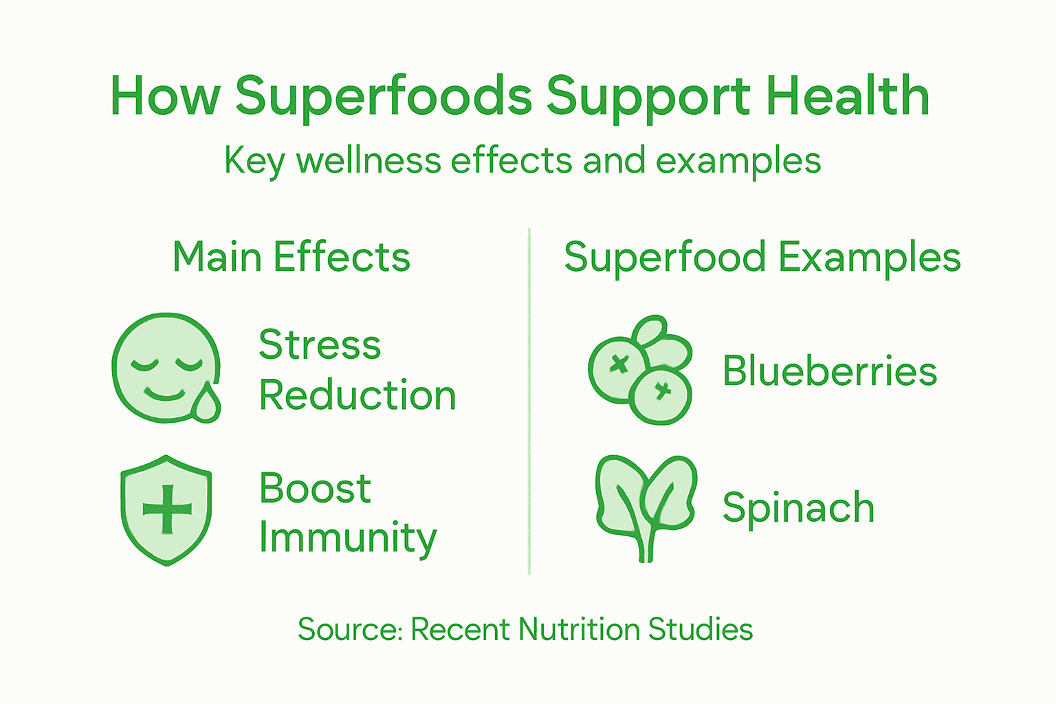 Superfoods: Real Benefits for Modern Lifestyles 2 Infographic on superfoods health effects and examples