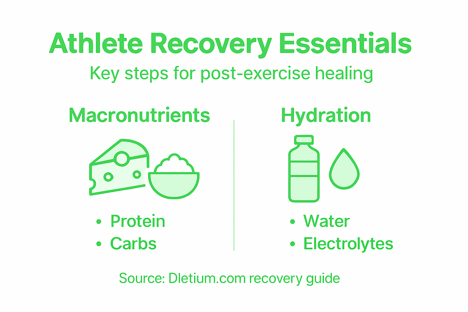Recovery Nutrition for Athletes: Enhancing Performance and Healing 2 Infographic shows core athlete recovery ingredients