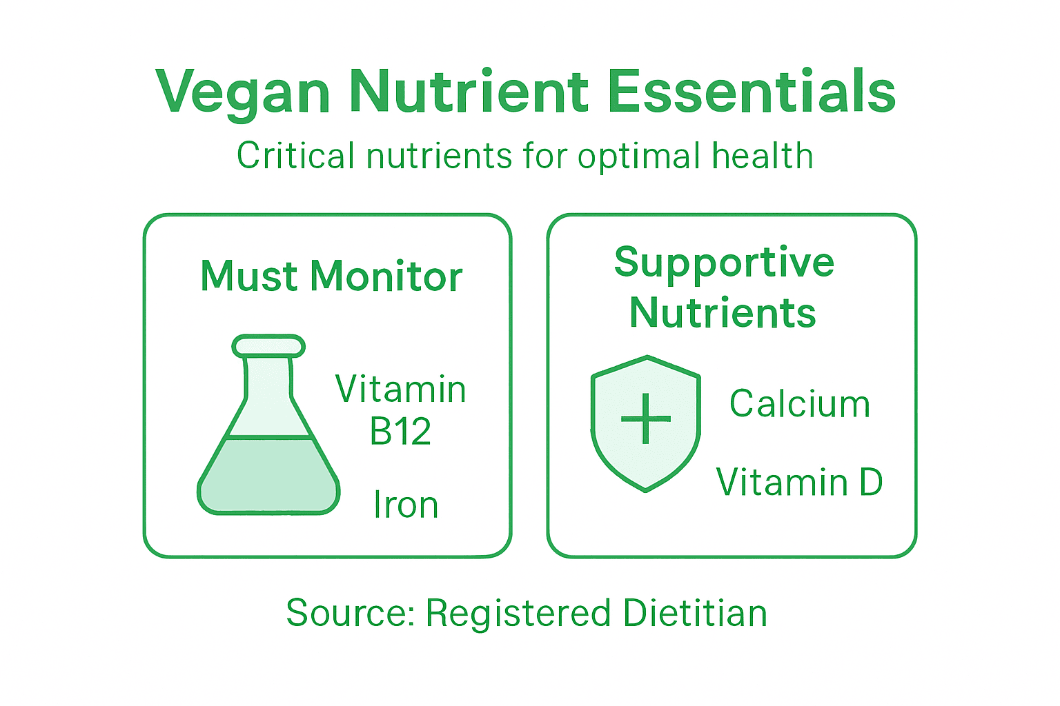Nutrient Dense Vegan Foods: Optimizing Health 2 Infographic on essential nutrients for vegans