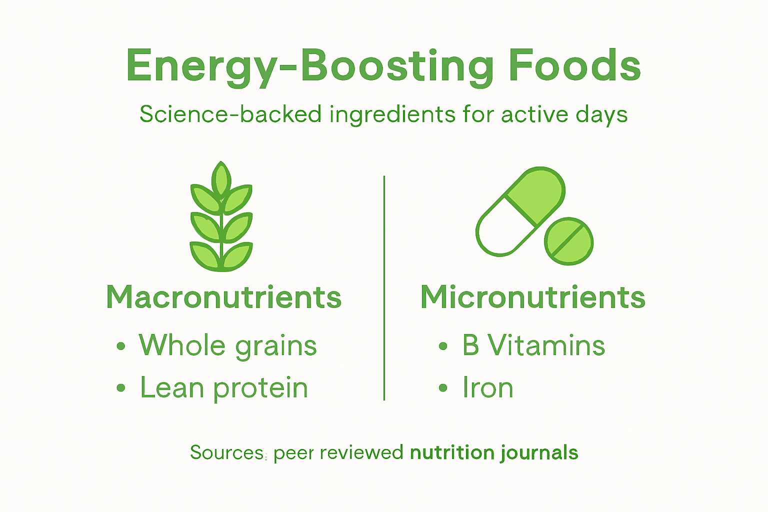 Foods That Boost Energy: Science-Backed Choices 1 Infographic about energy-boosting foods and nutrients