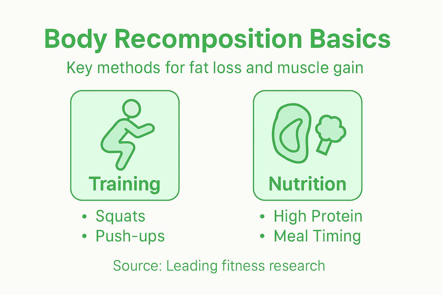 Body Recomposition Explained: Transform Fat and Muscle 2 Infographic showing body recomposition strategies