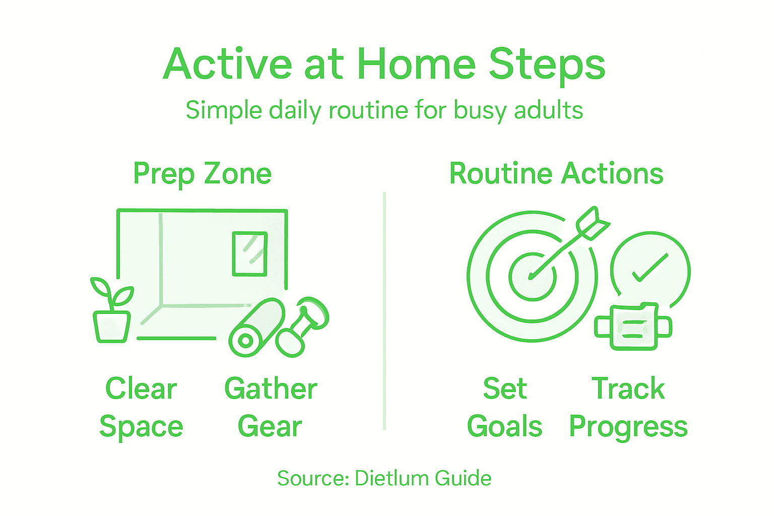 Staying Active at Home: A Step-by-Step Guide for Busy Adults 2 Infographic outlining steps for at-home fitness