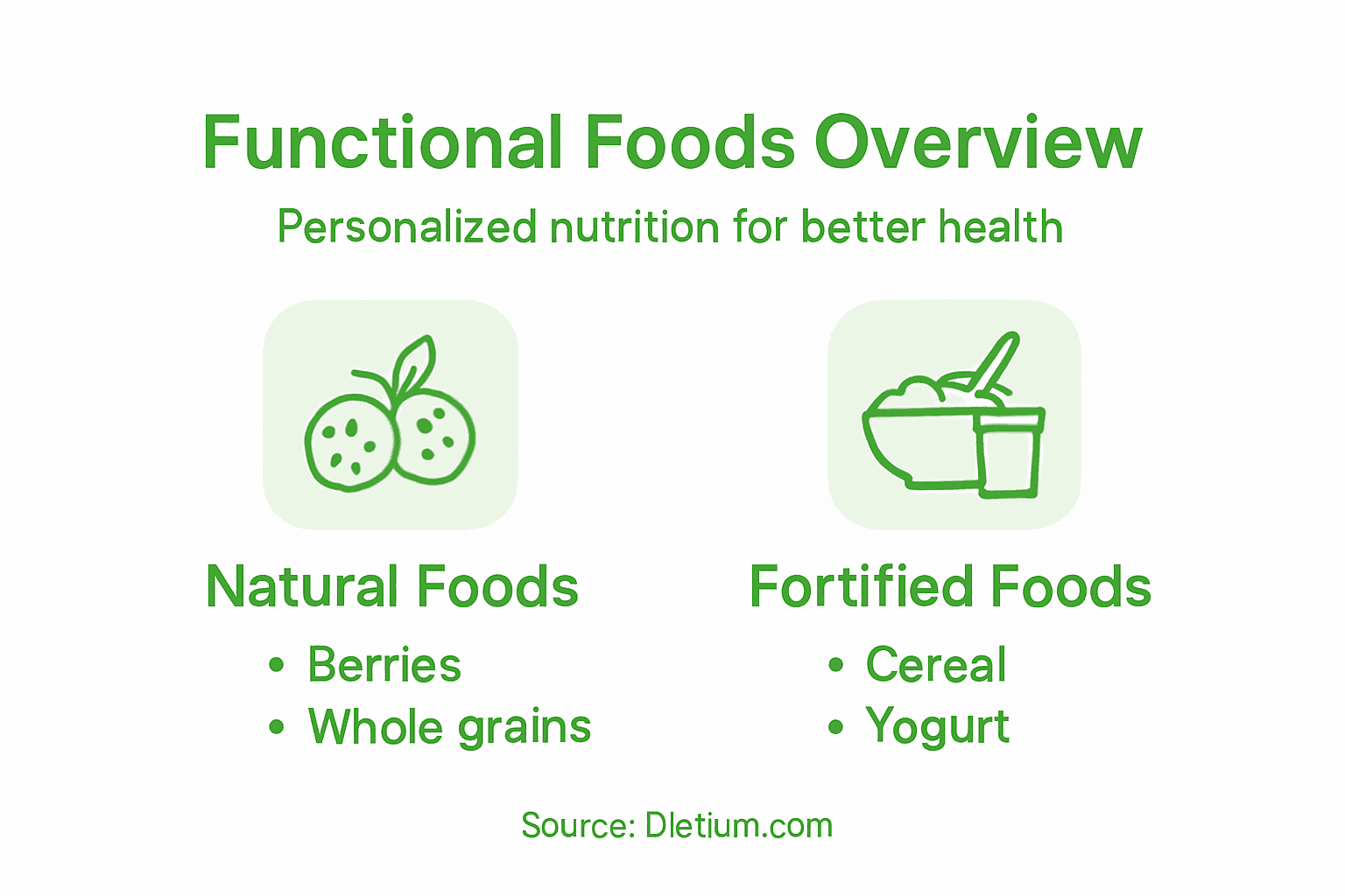 Role of Functional Foods in Personalized Nutrition 2 Infographic showing functional food categories